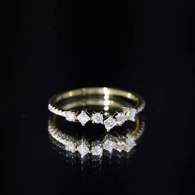 Women's Moissanite Half Eternity Band Ring in Silver