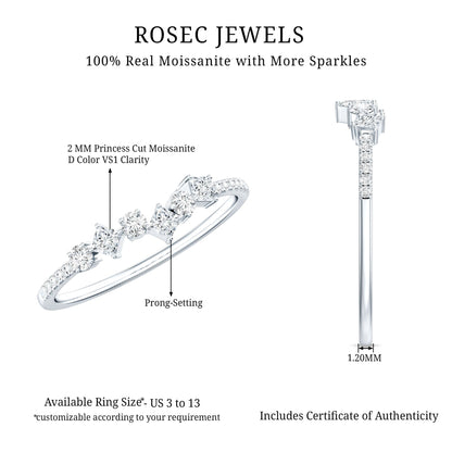 Women's Moissanite Half Eternity Band Ring in Silver