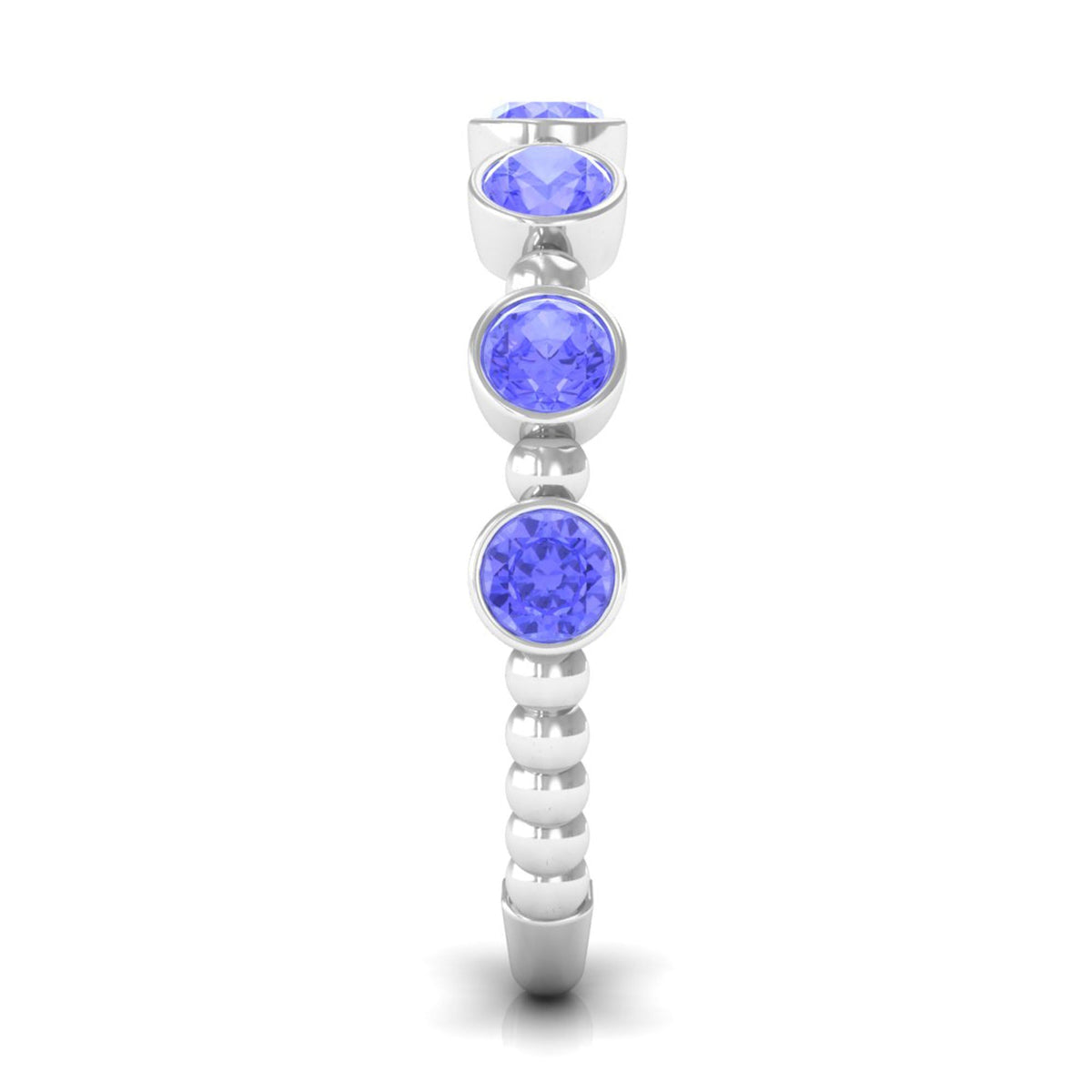 Natural Tanzanite Half Eternity Ring in Bezel Setting