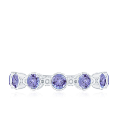 Natural Tanzanite Half Eternity Ring in Bezel Setting