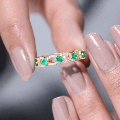 Designer Lab Grown Emerald Diamond Eternity Wedding Band