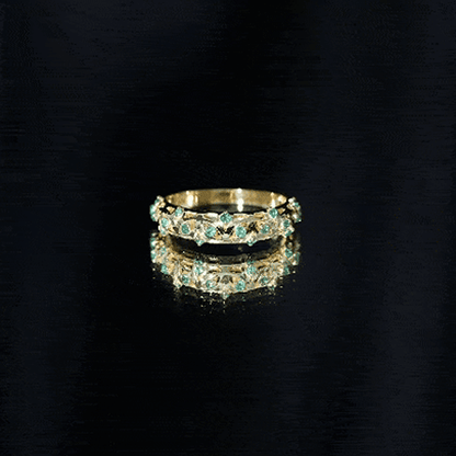 Natural Emerald Filigree Wedding Band for Women