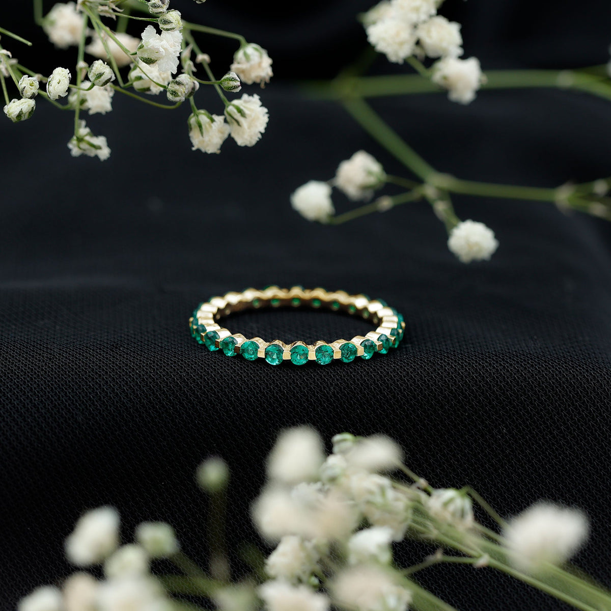 Certified Emerald Floating Eternity Band for Women