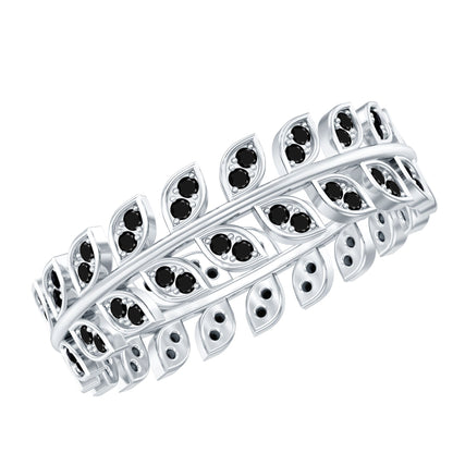 Real Black Onyx Leaf Wedding Band for Women