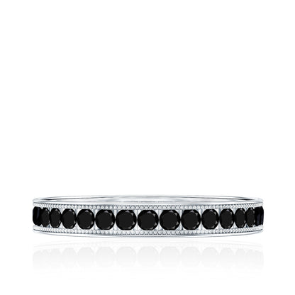 Black Onyx Wedding Band with Milgrain Detailing