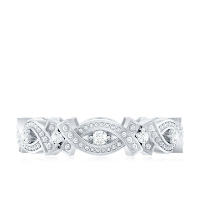 Vintage Inspired Moissanite Beaded Wedding Band