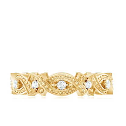 Vintage Inspired Moissanite Beaded Wedding Band