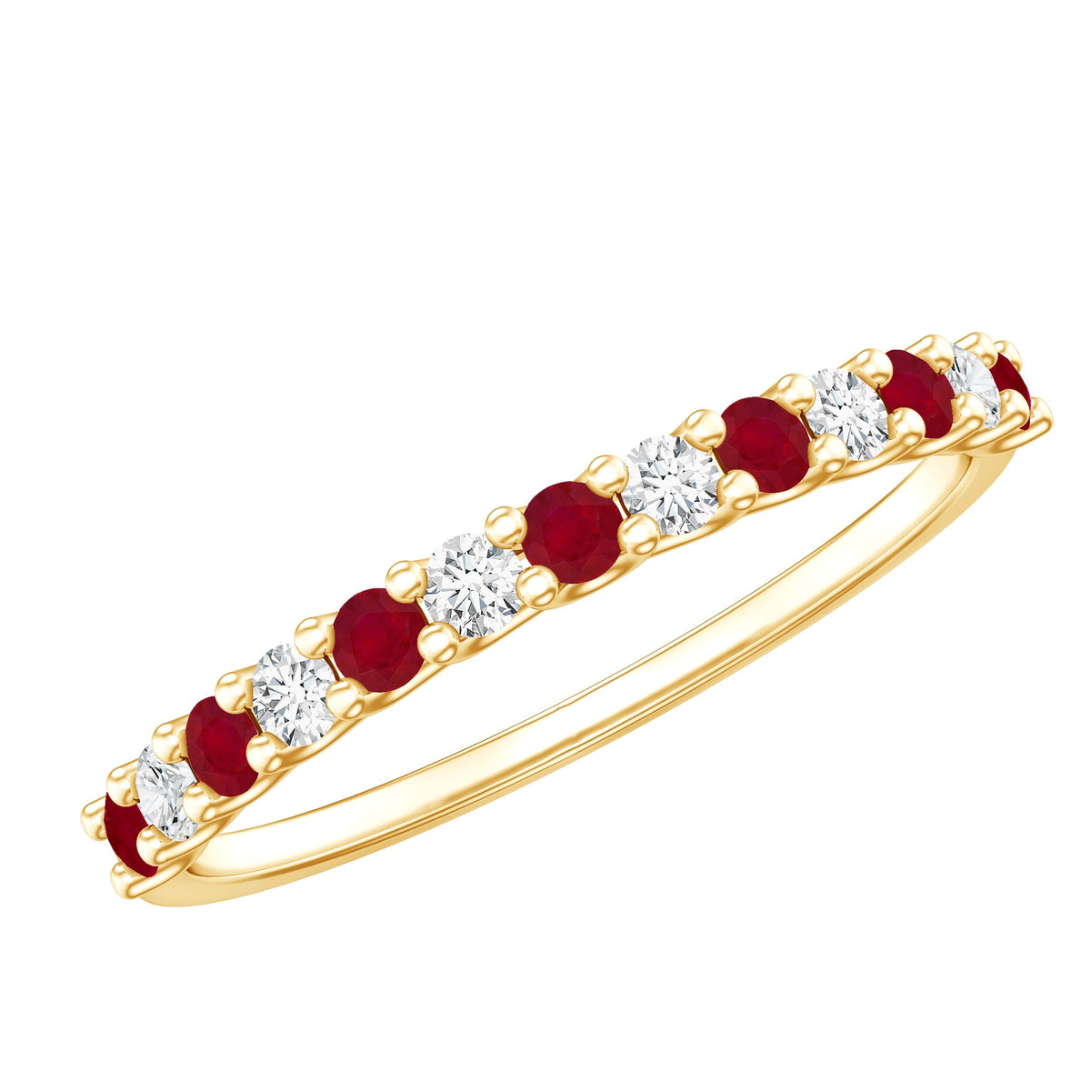 Natural Ruby Diamond Stackable Eternity Ring