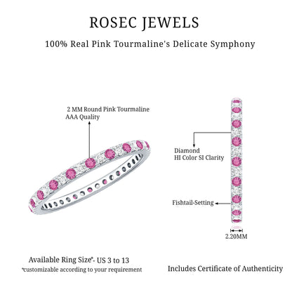 Pink Tourmaline and Diamond Stackable Ring