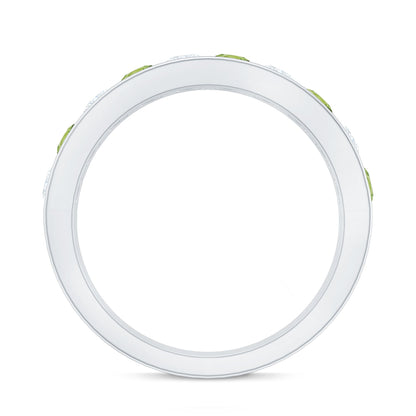Channel Set Peridot and Diamond Half Eternity Ring for Women