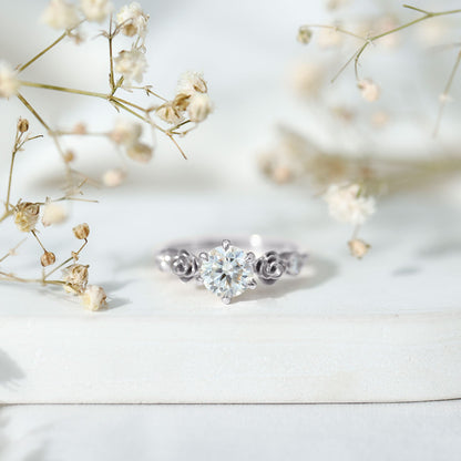 Brilliant Cut Moissanite Rose Engagement Ring For Women