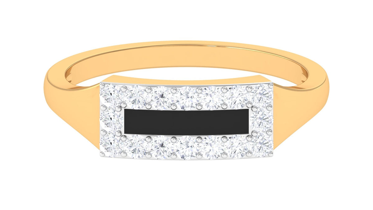 Natural Mens Diamond Band Ring with Black Enamel