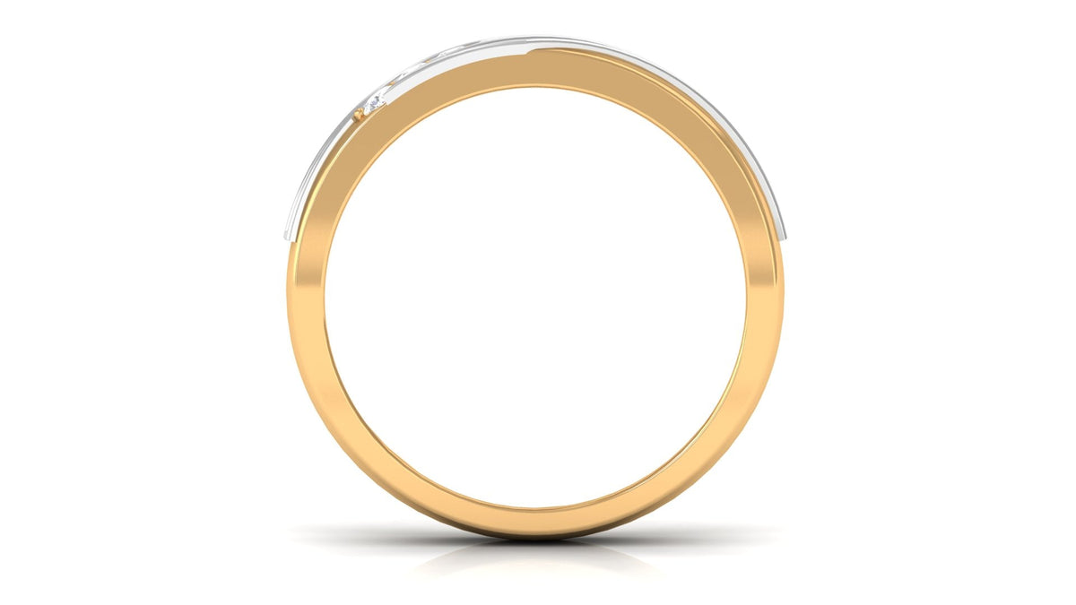 Certified Natural Diamond Mens Wedding Band with Black Enamel