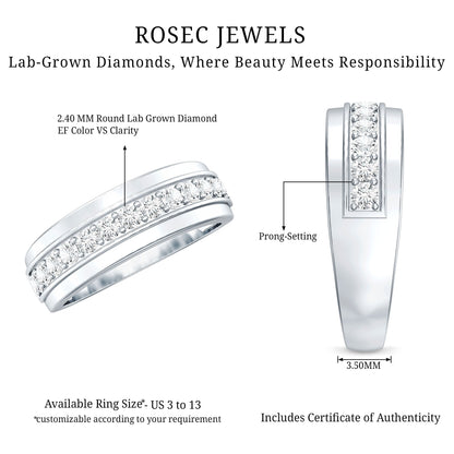 Lab Grown Diamond Half Eternity Mens Wedding Band