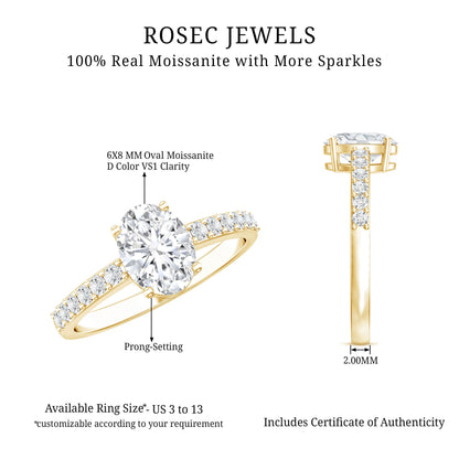 1 Carat Moissanite Oblong Engagement Ring for Women