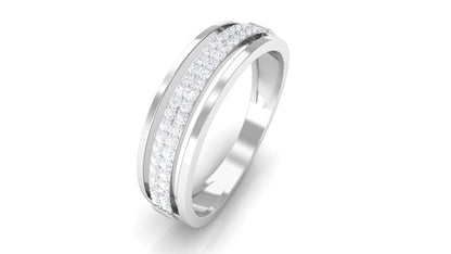 Certified Natural Diamond Half Eternity Mens Wedding Band