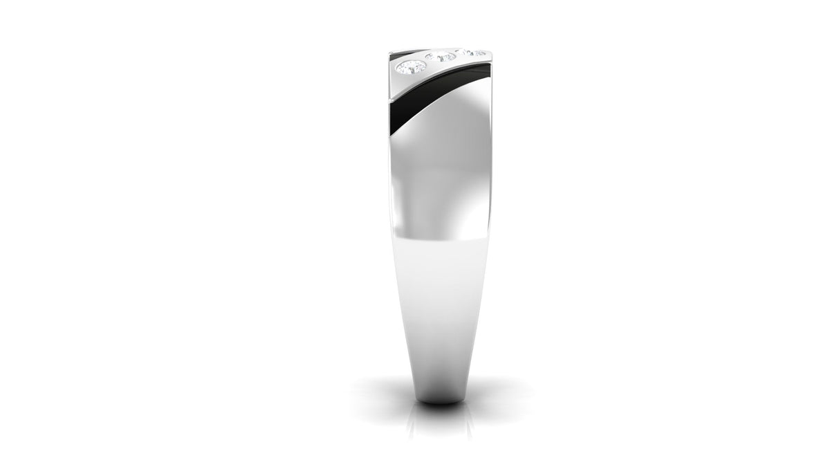 Natural Diamond Mens Wedding Band with Black Enamel