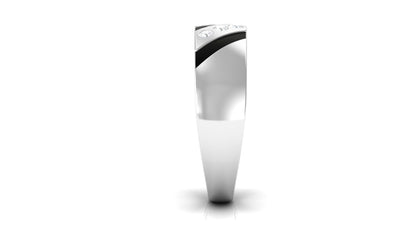 Natural Diamond Mens Wedding Band with Black Enamel
