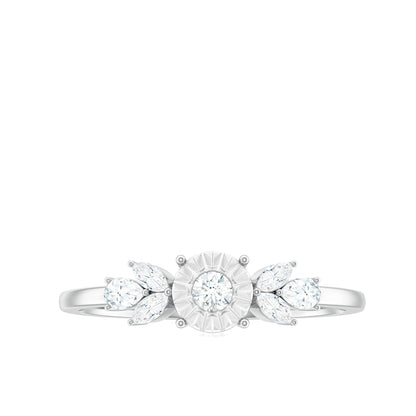 Nature Inspired Diamond Leaf Promise Ring for Women
