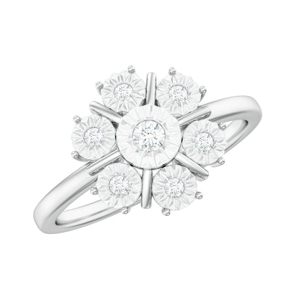 Natural Diamond Cluster Engagement Ring in Illusion Setting