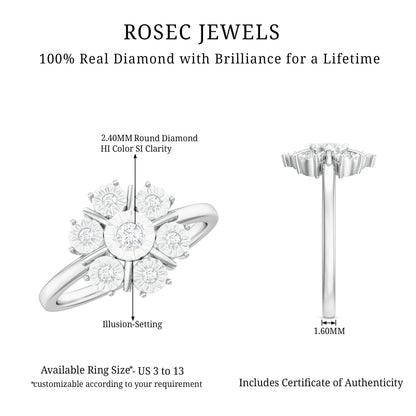 Natural Diamond Cluster Engagement Ring in Illusion Setting