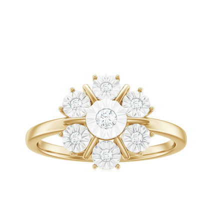 Natural Diamond Cluster Engagement Ring in Illusion Setting