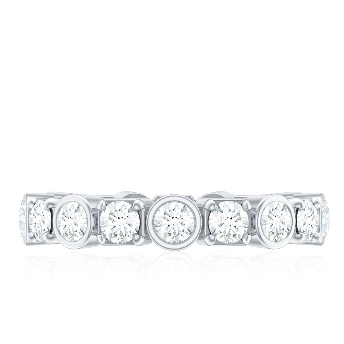 Round Moissanite Eternity Wedding Band with Certificate