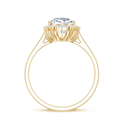 Pear Shape Moissanite Huge Engagement Ring with Halo