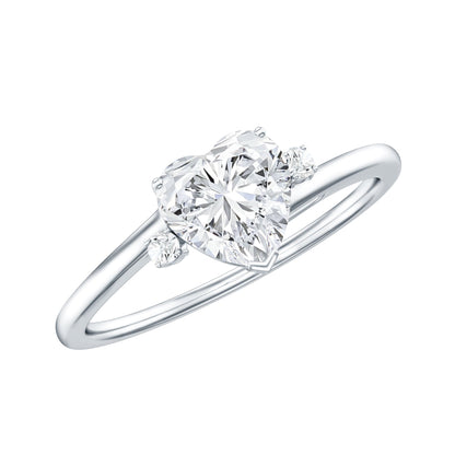 Solitaire Moissanite Heart Engagement Ring in Prong Setting
