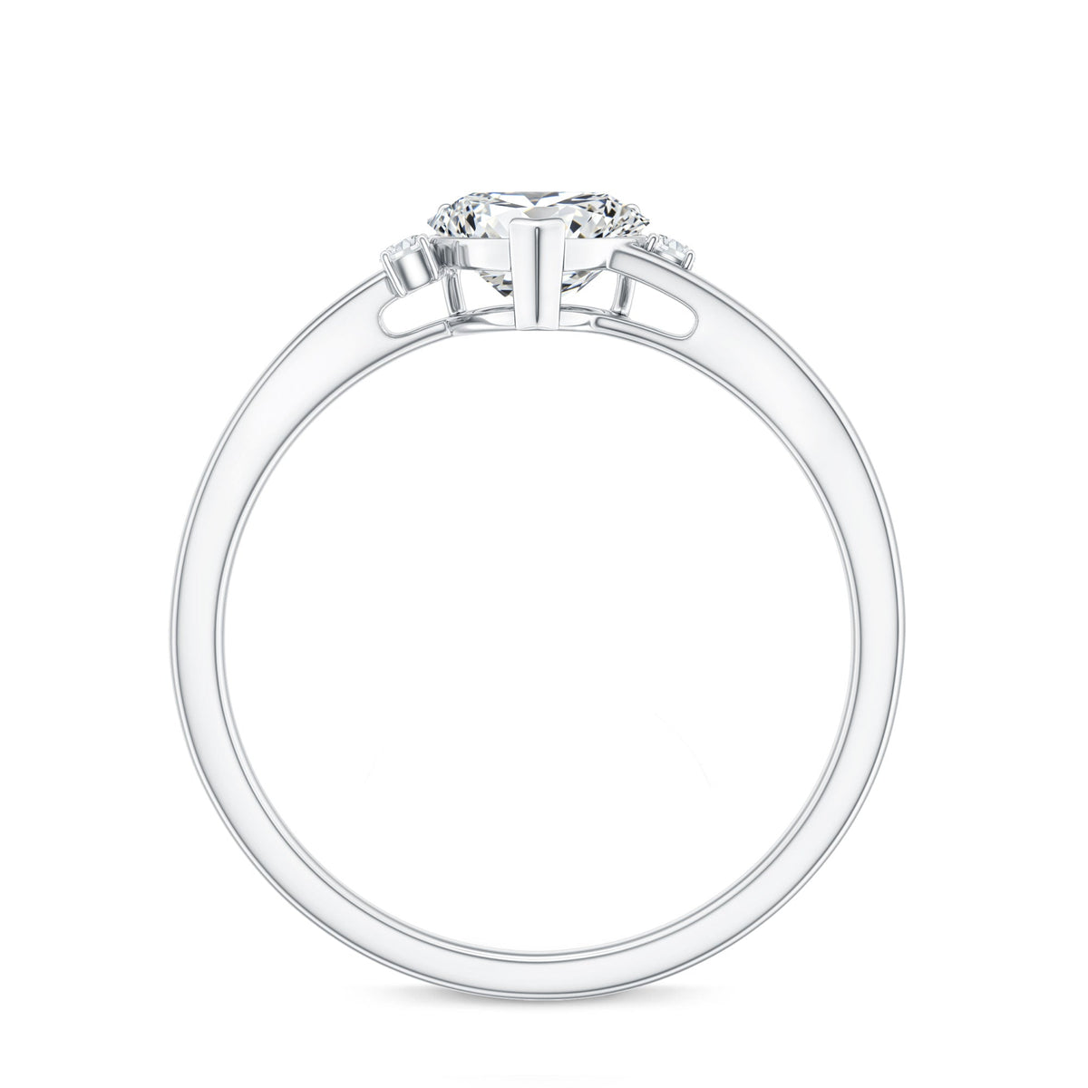 Solitaire Moissanite Heart Engagement Ring in Prong Setting