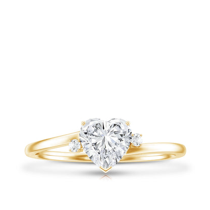 Solitaire Moissanite Heart Engagement Ring in Prong Setting