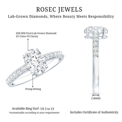 Certified 1 Carat Lab Grown Diamond Oval Engagement Ring