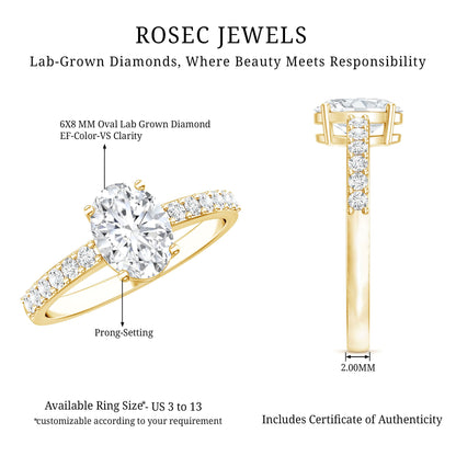 Certified 1 Carat Lab Grown Diamond Oval Engagement Ring