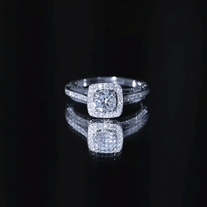 Certified 0.9 Carat Lab Grown Diamond Halo Engagement Ring
