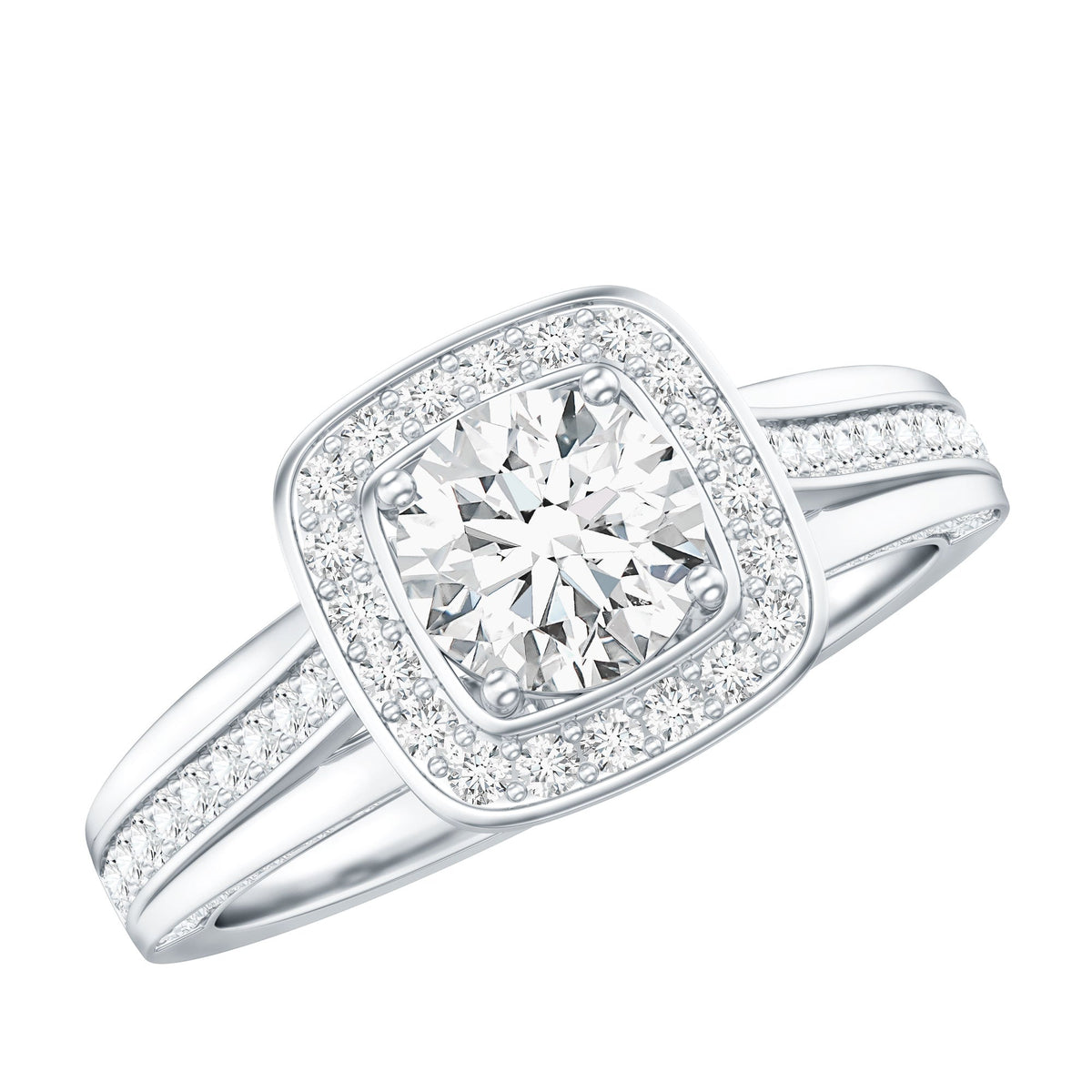 Certified 0.9 Carat Lab Grown Diamond Halo Engagement Ring