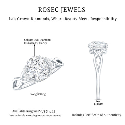 Lab Grown Diamond 1.2 Carat Oval Engagement Ring For Women