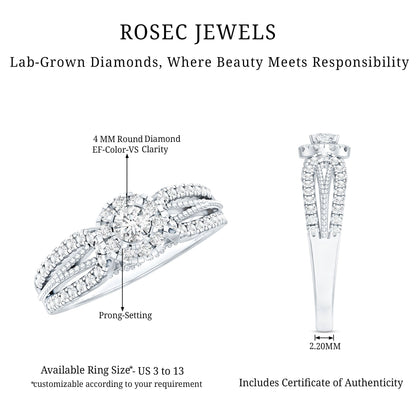 Certified Lab Grown Diamond Vintage Style Engagement Ring