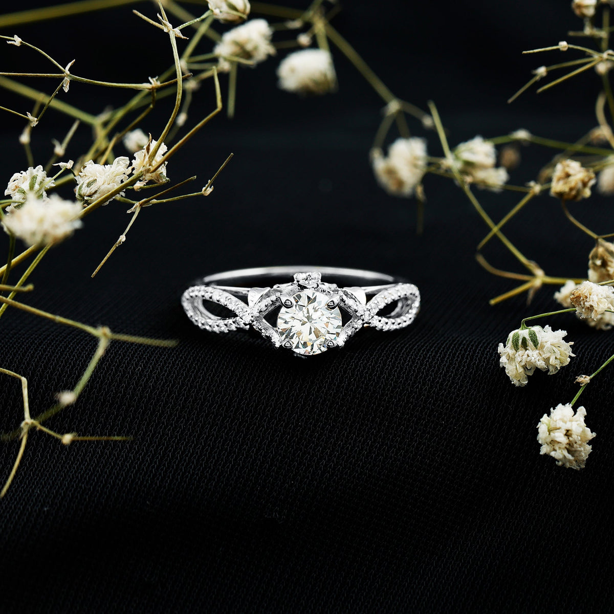 Certified 0.9 Carat Lab Grown Diamond Crossover Engagement Ring