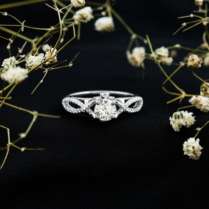 Certified 0.9 Carat Lab Grown Diamond Crossover Engagement Ring