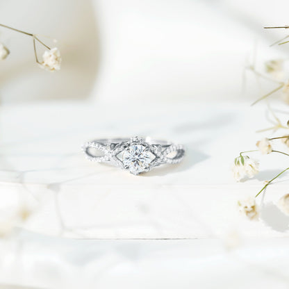 Certified 0.9 Carat Lab Grown Diamond Crossover Engagement Ring