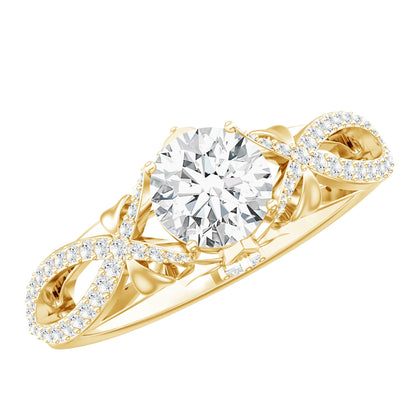 Certified 0.9 Carat Lab Grown Diamond Crossover Engagement Ring