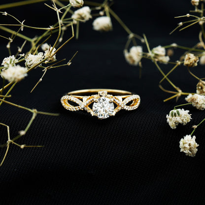 Certified 0.9 Carat Lab Grown Diamond Crossover Engagement Ring
