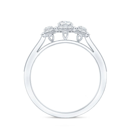 Certified Lab Grown Diamond Three Stone Engagement Ring
