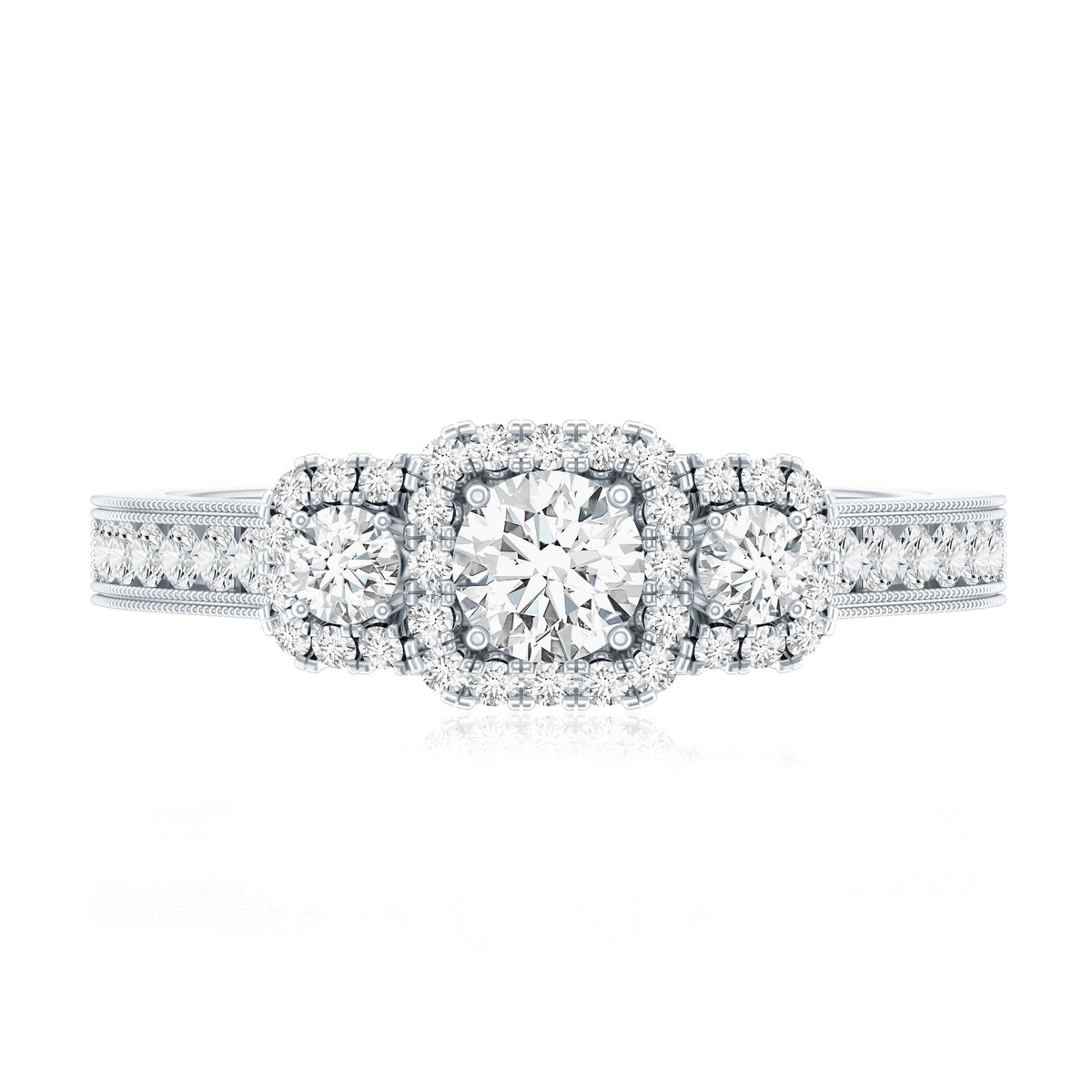 Certified Lab Grown Diamond Three Stone Engagement Ring