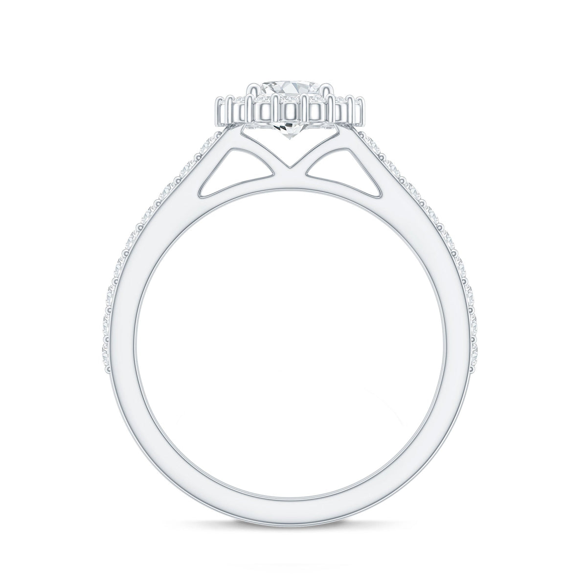 Lab Grown Diamond Halo Engagement Ring With Side Stones