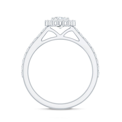 Lab Grown Diamond Halo Engagement Ring With Side Stones