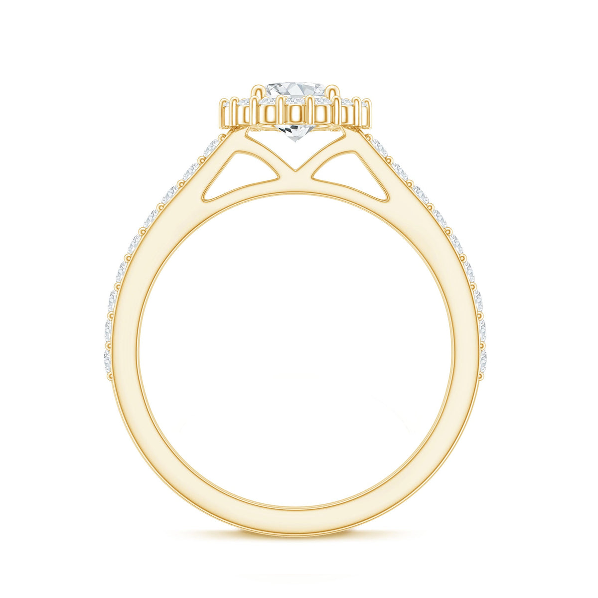 Lab Grown Diamond Halo Engagement Ring With Side Stones