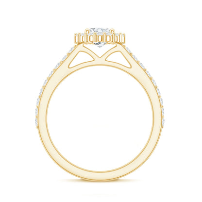 Lab Grown Diamond Halo Engagement Ring With Side Stones