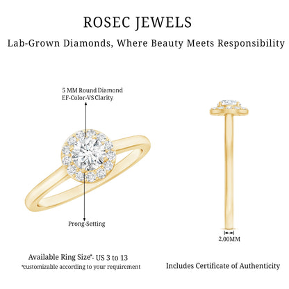 Certified Lab Grown Diamond Halo Promise Engagement Ring