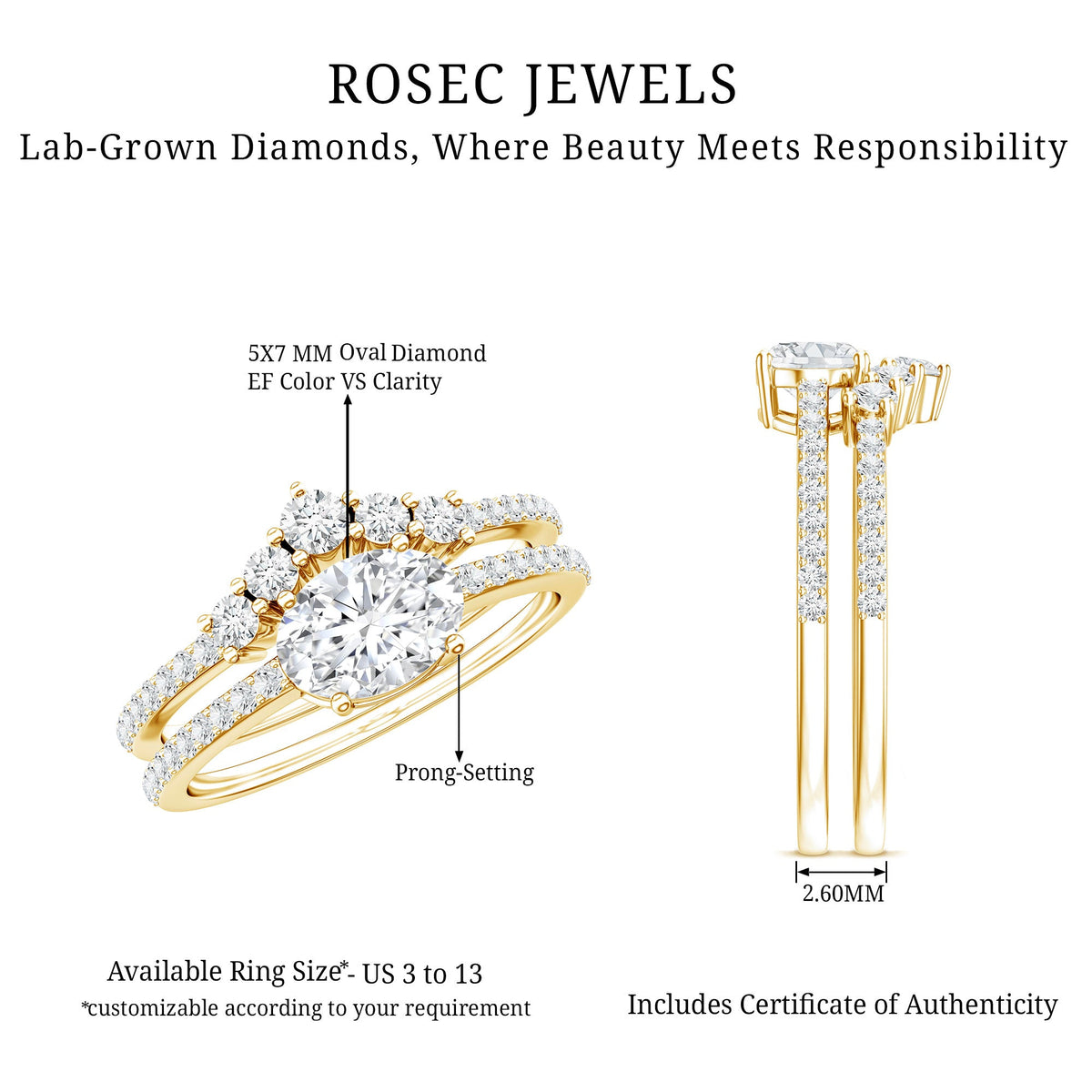 Certified 0.7 Carat Lab Grown Diamond Engagement Ring Enhancer